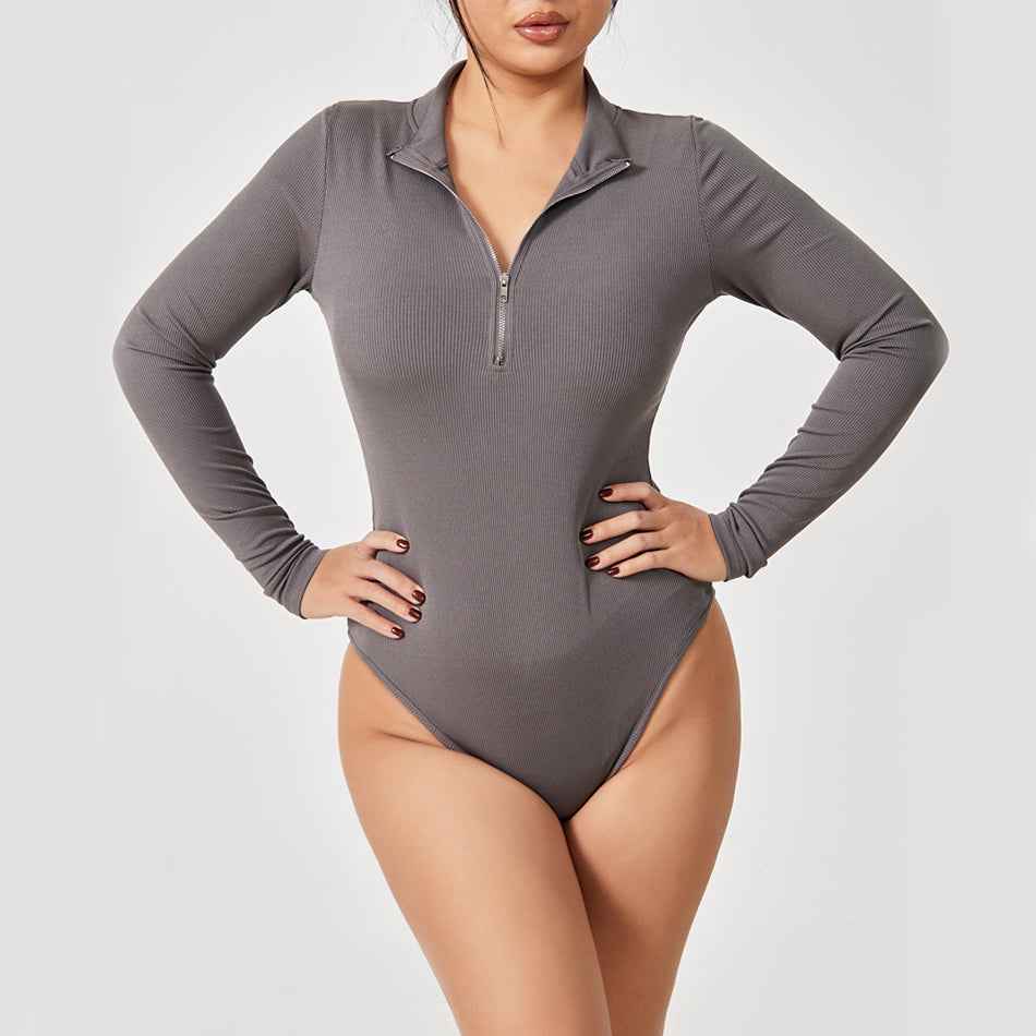 Fashion Long Sleeve Zipper Jumpsuit Shapewear