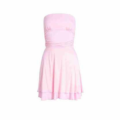 Y2K Tube-top Short Dress Summer Sexy Pleated Tight Dresses For Womens Clothing