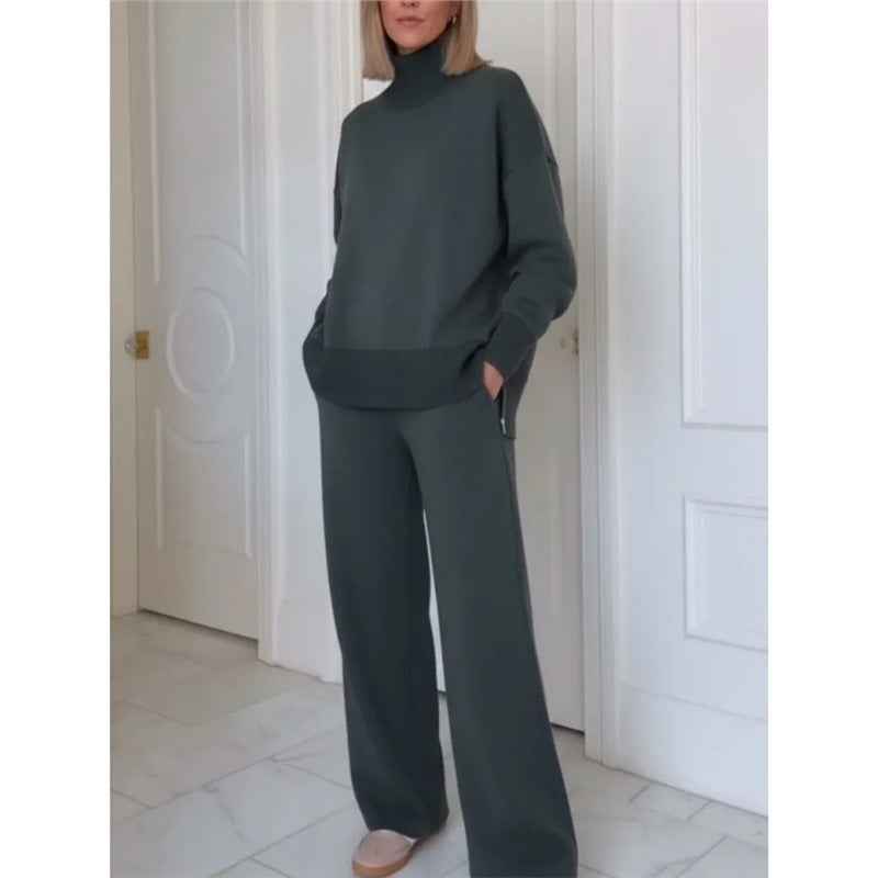 Loose 2-Piece Sweatshirt & Wide-Leg Pants Set