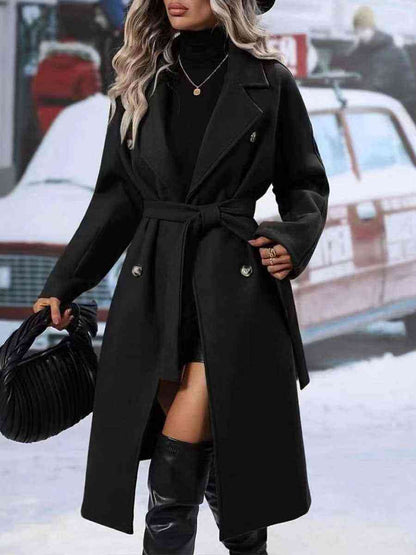 Women's Stylish Double-breasted Trench Coat with Belt
