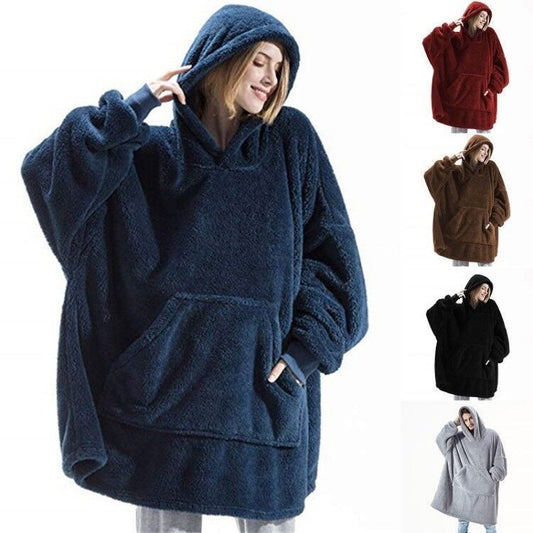 Winter Hoodie Sweatshirt With Big Pocket Women Hooded Tops Clothes - Velerat