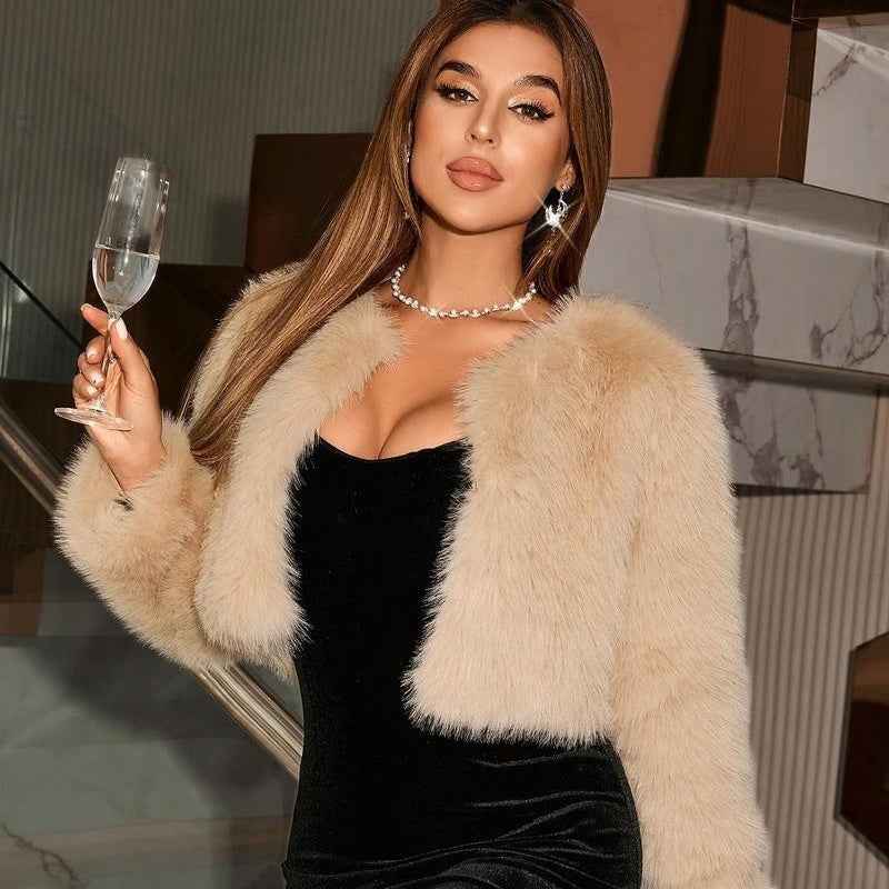 Luxury Fox Fur Short Coat – Thick & Warm