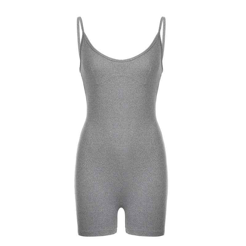 Women's Light And Thin Sports Fitness Clothing Solid Color Jumpsuit