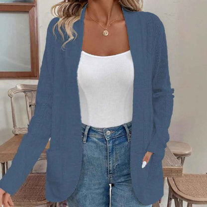 Jacquard Hollowed Leisure Stitching Long-sleeved Cardigan - Velerat