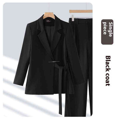 Casual Long-sleeved Small Suit Collar Jacket Women's Wide-leg Pants Two-piece Suit