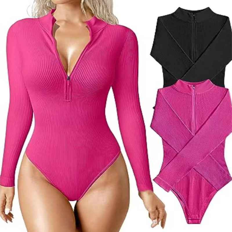 Fashion Long Sleeve Zipper Jumpsuit Shapewear