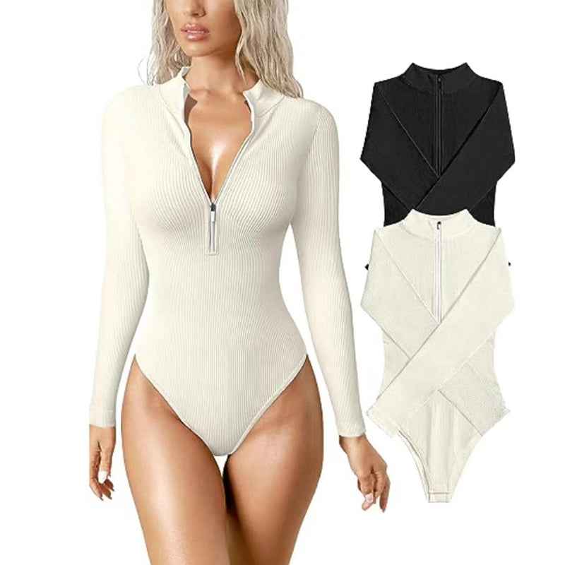 Fashion Long Sleeve Zipper Jumpsuit Shapewear