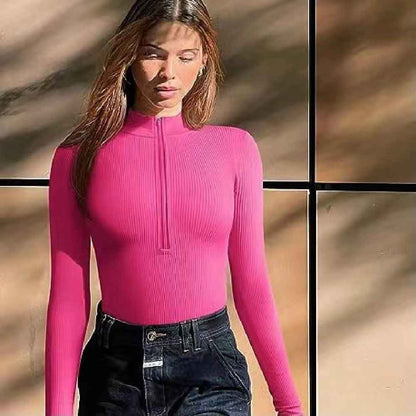 Fashion Long Sleeve Zipper Jumpsuit Shapewear